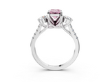White gold Three-Stone Fancy Pink Emerald  Cut Diamond Pavé Band with Four-Prong Setting_31