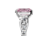White gold Three-Stone Fancy Pink Emerald  Cut Diamond Pavé Band with Four-Prong Setting_33