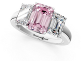 White gold Three-Stone Fancy Pink Emerald  Cut Diamond Ring with Channel-Set Band and Four-Prong Setting_70