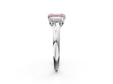 White gold Three-Stone Fancy Pink Emerald  Cut Diamond Ring with Channel-Set Band and Four-Prong Setting_70