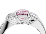White gold Three-Stone Fancy Pink Emerald  Cut Diamond Ring with Channel-Set Band and Four-Prong Setting_73