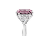 White gold Three-Stone Fancy Pink Emerald  Cut Diamond Ring with Pear Side Stones in Four-Prong Setting_125