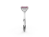 White gold Three-Stone Fancy Pink Emerald  Cut Diamond Ring with Pear Side Stones in Four-Prong Setting_128