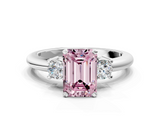 White gold Three-Stone Fancy Pink Emerald  Cut Diamond Solitaire with Prong Setting and Classic Band_41