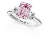 White gold Three-Stone Fancy Pink Emerald  Cut Diamond Solitaire with Prong Setting and Classic Band_42