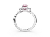 White gold Three-Stone Fancy Pink Emerald  Cut Diamond Solitaire with Prong Setting and Classic Band_44