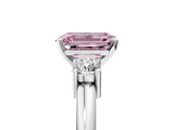 White gold Three-Stone Fancy Pink Emerald  Cut Diamond Solitaire with Prong Setting and Classic Band_46