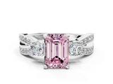 White gold Three-Stone Fancy Pink Emerald  Cut Diamond Twist Band with Prong Setting_50