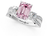 White gold Three-Stone Fancy Pink Emerald  Cut Diamond Twist Band with Prong Setting_51