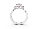 White gold Three-Stone Fancy Pink Emerald  Cut Diamond Twist Band with Prong Setting_53