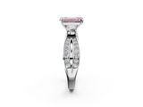 White gold Three-Stone Fancy Pink Emerald  Cut Diamond Twist Band with Prong Setting_57