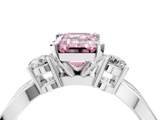 White gold Three-Stone Fancy Pink Emerald  Cut Diamond Twist Band with Prong Setting_59