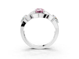 White gold Three-Stone Fancy Pink Emerald Cut Diamond Wave Pave Band with Prong Setting_3