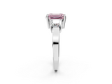 White gold Three-Stone Fancy Pink Emerald  Cut Solitaire Ring with Prong Setting_5