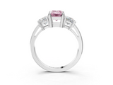 White gold Three-Stone Fancy Pink Emerald  Cut Solitaire Ring with Prong Setting_6