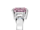 White gold Three-Stone Fancy Pink Emerald  Cut Solitaire Ring with Prong Setting_8