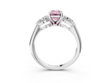 White gold Three-Stone Fancy Pink Emerald  Diamond Ring with Pear Side Stones in Four-Prong Setting_64