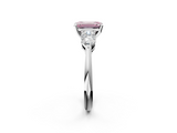 White gold Three-Stone Fancy Pink Emerald  Diamond Ring with Pear Side Stones in Four-Prong Setting_64