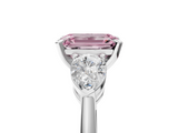White gold Three-Stone Fancy Pink Emerald  Diamond Ring with Pear Side Stones in Four-Prong Setting_66