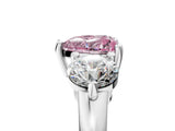 White gold Three-Stone Fancy Pink Heart  Brilliant Cut Solitaire Ring with Prong Setting on a Classic Band 5