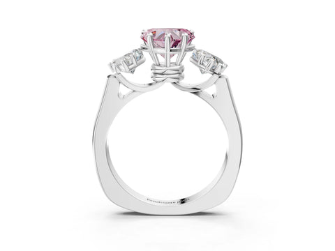 White gold Three-Stone Fancy Pink Heart Cut Brilliant Diamond Trellis Ring with Comfort Fit Band_15