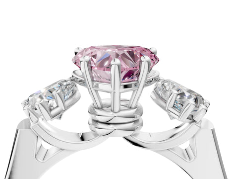 White gold Three-Stone Fancy Pink Heart Cut Brilliant Diamond Trellis Ring with Comfort Fit Band_16
