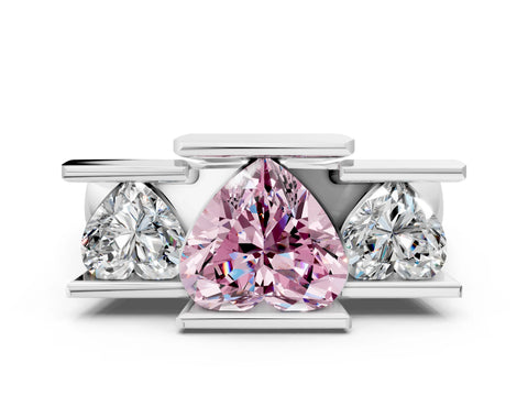 White gold Three Stone Fancy Pink Heart Cut Cut Channel Set Diamond Ring_36