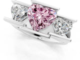 White gold Three Stone Fancy Pink Heart Cut Cut Channel Set Diamond Ring_37