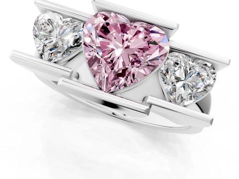 White gold Three Stone Fancy Pink Heart Cut Cut Channel Set Diamond Ring_37