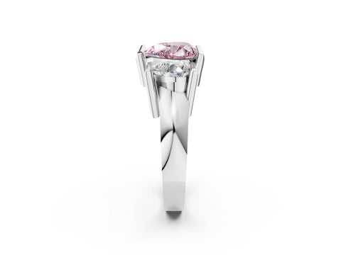 White gold Three Stone Fancy Pink Heart Cut Cut Channel Set Diamond Ring_38