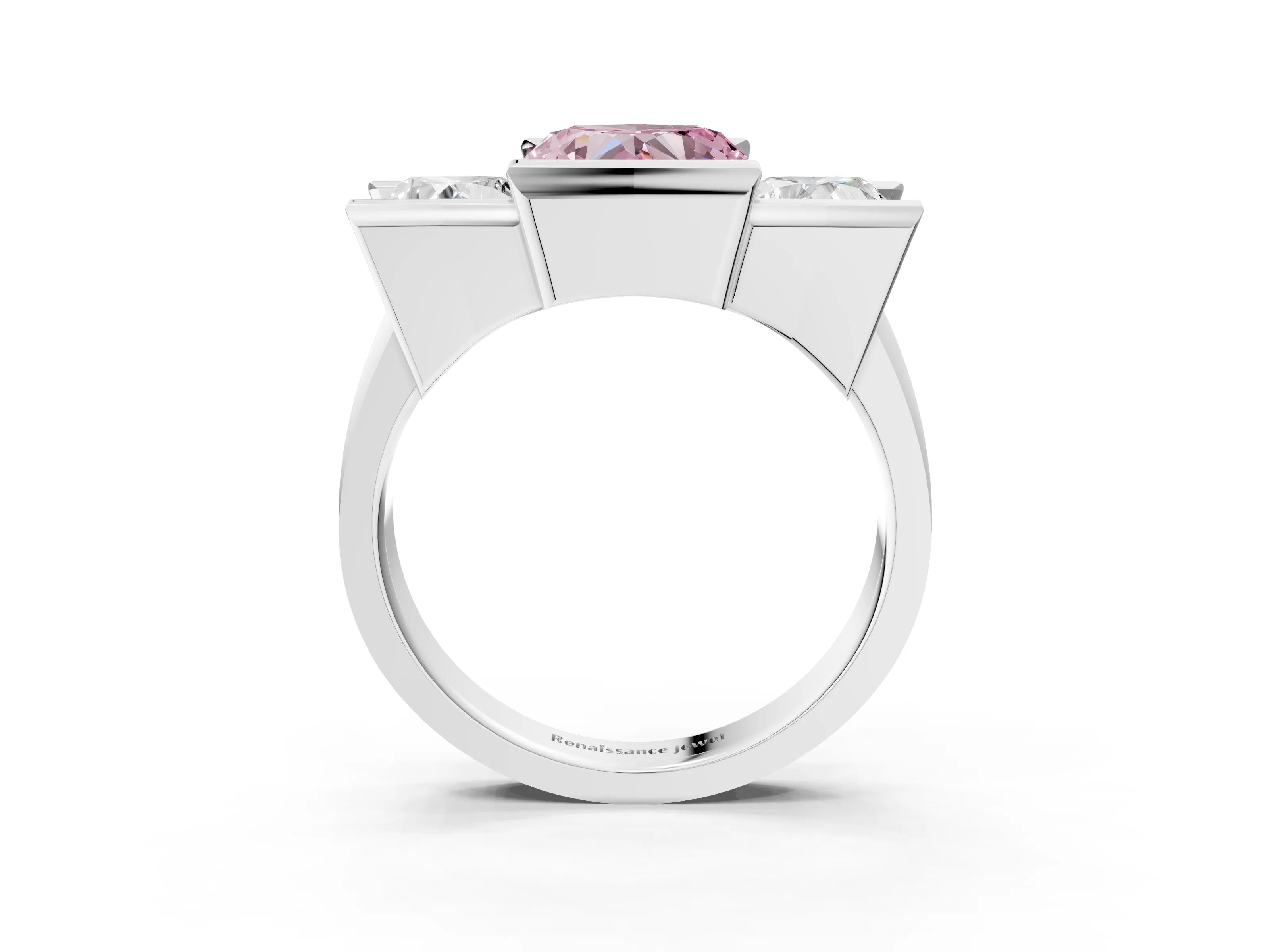 White gold Three Stone Fancy Pink Heart Cut Cut Channel Set Diamond Ring_39
