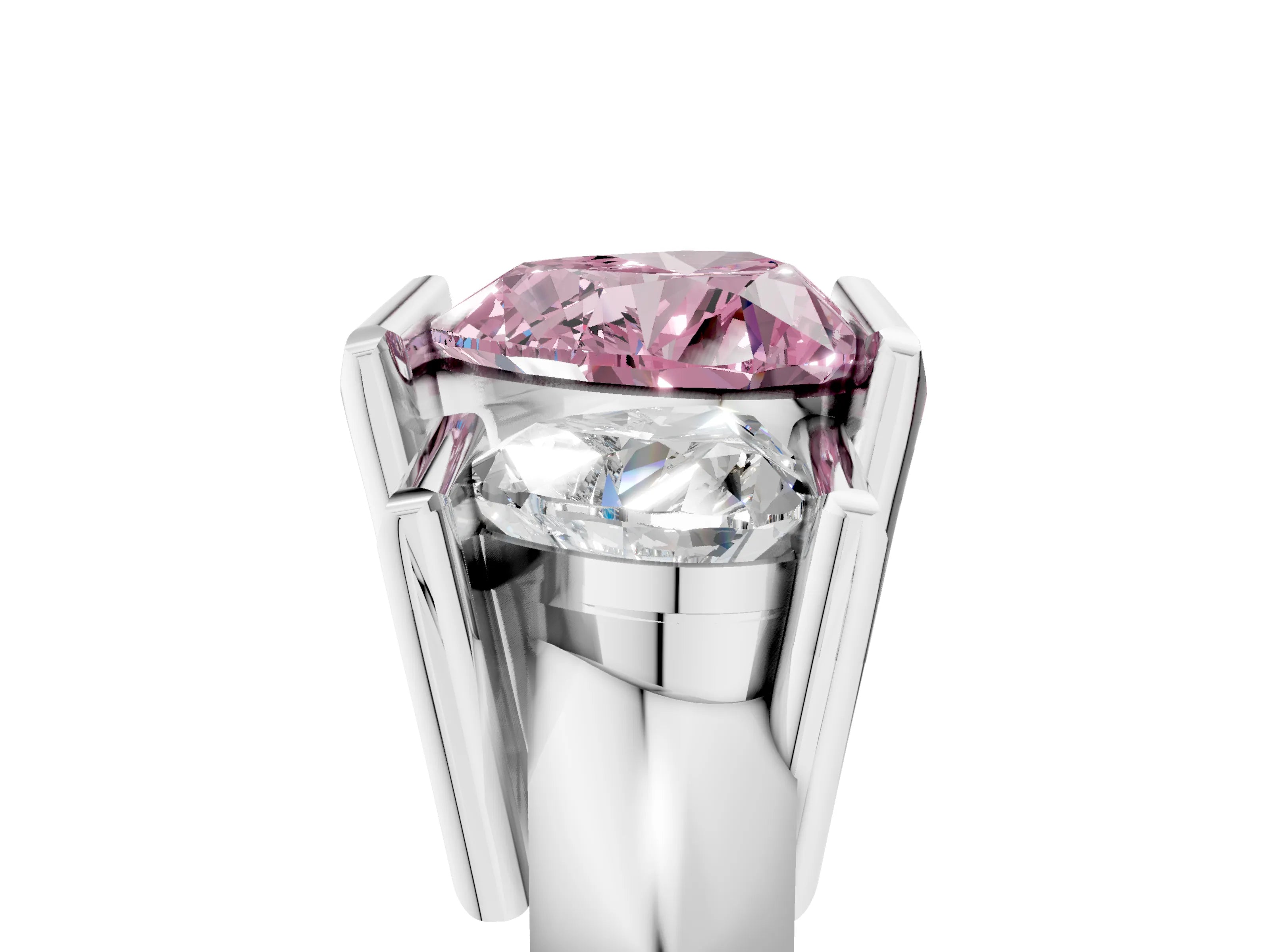 White gold Three Stone Fancy Pink Heart Cut Cut Channel Set Diamond Ring_41