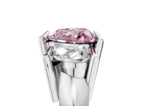 White gold Three Stone Fancy Pink Heart Cut Cut Channel Set Diamond Ring_41