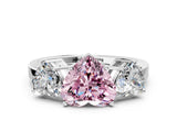 White gold Three-Stone Fancy Pink Heart Cut Cut Diamond Engagement Ring with Flat Band and Four-Prong Setting_12