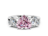 White gold Three-Stone Fancy Pink Heart Cut Cut Diamond Engagement Ring with Flat Band and Four-Prong Setting_12