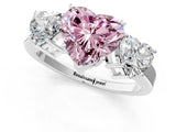 White gold Three-Stone Fancy Pink Heart Cut Cut Diamond Engagement Ring with Flat Band and Four-Prong Setting_13