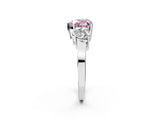 White gold Three-Stone Fancy Pink Heart Cut Cut Diamond Engagement Ring with Flat Band and Four-Prong Setting_14