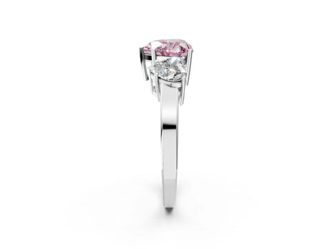 White gold Three-Stone Fancy Pink Heart Cut Cut Diamond Engagement Ring with Flat Band and Four-Prong Setting_14