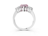 White gold Three-Stone Fancy Pink Heart Cut Cut Diamond Engagement Ring with Flat Band and Four-Prong Setting_15