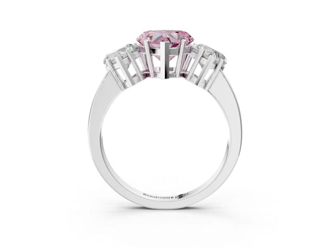 White gold Three-Stone Fancy Pink Heart Cut Cut Diamond Engagement Ring with Flat Band and Four-Prong Setting_15