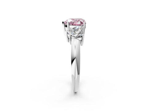 White gold Three-Stone Fancy Pink Heart Cut Cut Diamond Engagement Ring with Prong Setting on a White Gold Band_14