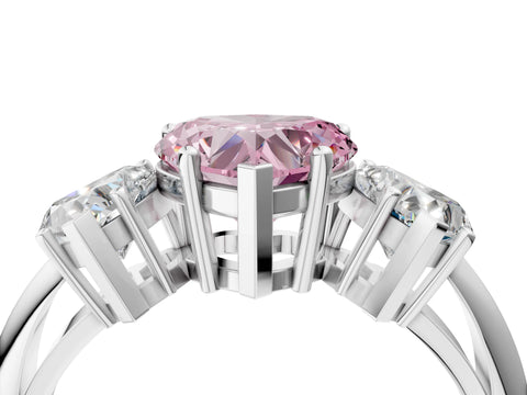 White gold Three-Stone Fancy Pink Heart Cut Cut Diamond Engagement Ring with Prong Setting on a White Gold Band_16