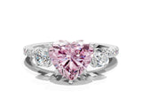White gold Three-Stone Fancy Pink Heart Cut Cut Diamond Pavé Band with Prong Setting_51