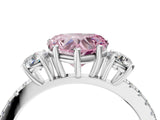 White gold Three-Stone Fancy Pink Heart Cut Cut Diamond Pavé Band with Prong Setting_55