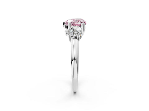 White gold Three-Stone Fancy Pink Heart Cut Cut Diamond Ring with Channel Set Band and Four-Prong Setting_2