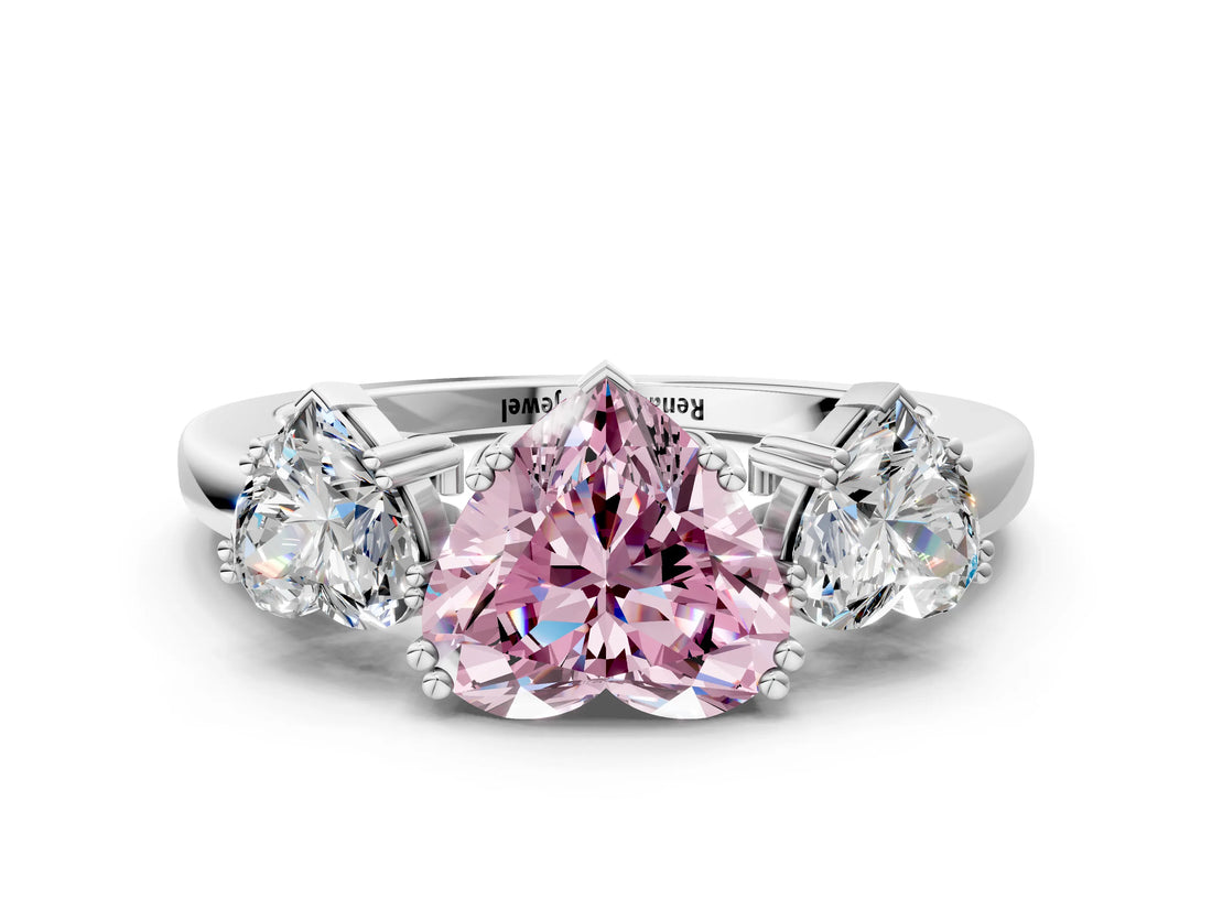 White gold Three-Stone Fancy Pink Heart Cut Cut Diamond Ring with Channel Set Band and Four-Prong Setting_36