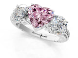 White gold Three-Stone Fancy Pink Heart Cut Cut Diamond Ring with Channel-Set Band and Prong Setting_1