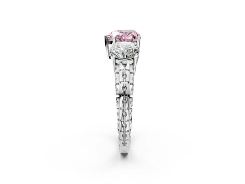 White gold Three-Stone Fancy Pink Heart Cut Cut Diamond Ring with Channel-Set Band and Prong Setting_2