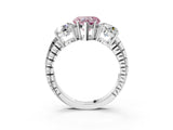 White gold Three-Stone Fancy Pink Heart Cut Cut Diamond Ring with Channel-Set Band and Prong Setting_3