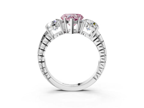 White gold Three-Stone Fancy Pink Heart Cut Cut Diamond Ring with Channel-Set Band and Prong Setting_3
